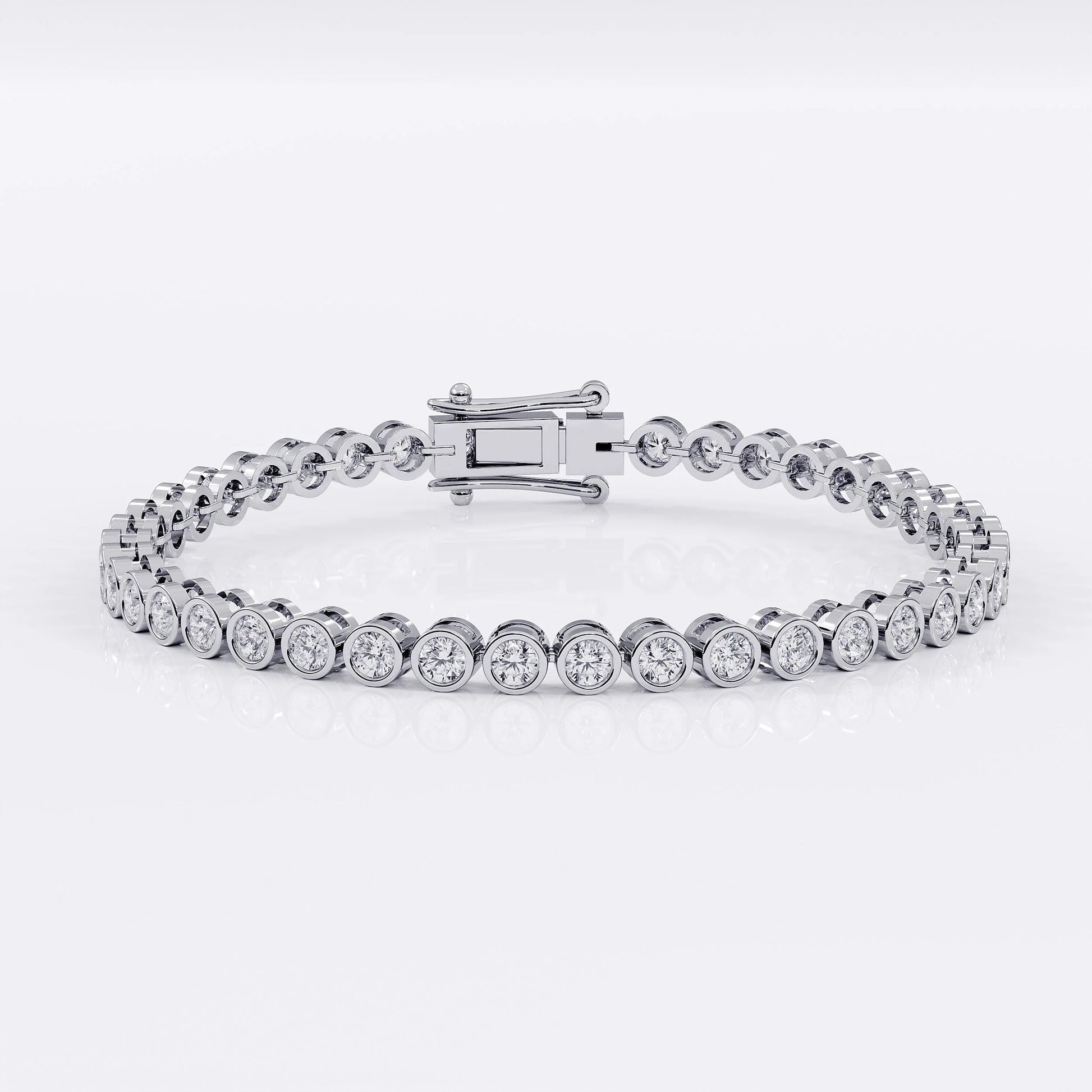 Diamond Tennis Bracelet with Bezel Design - 3mm (925 Sterling Silver) La Stella Jewels
