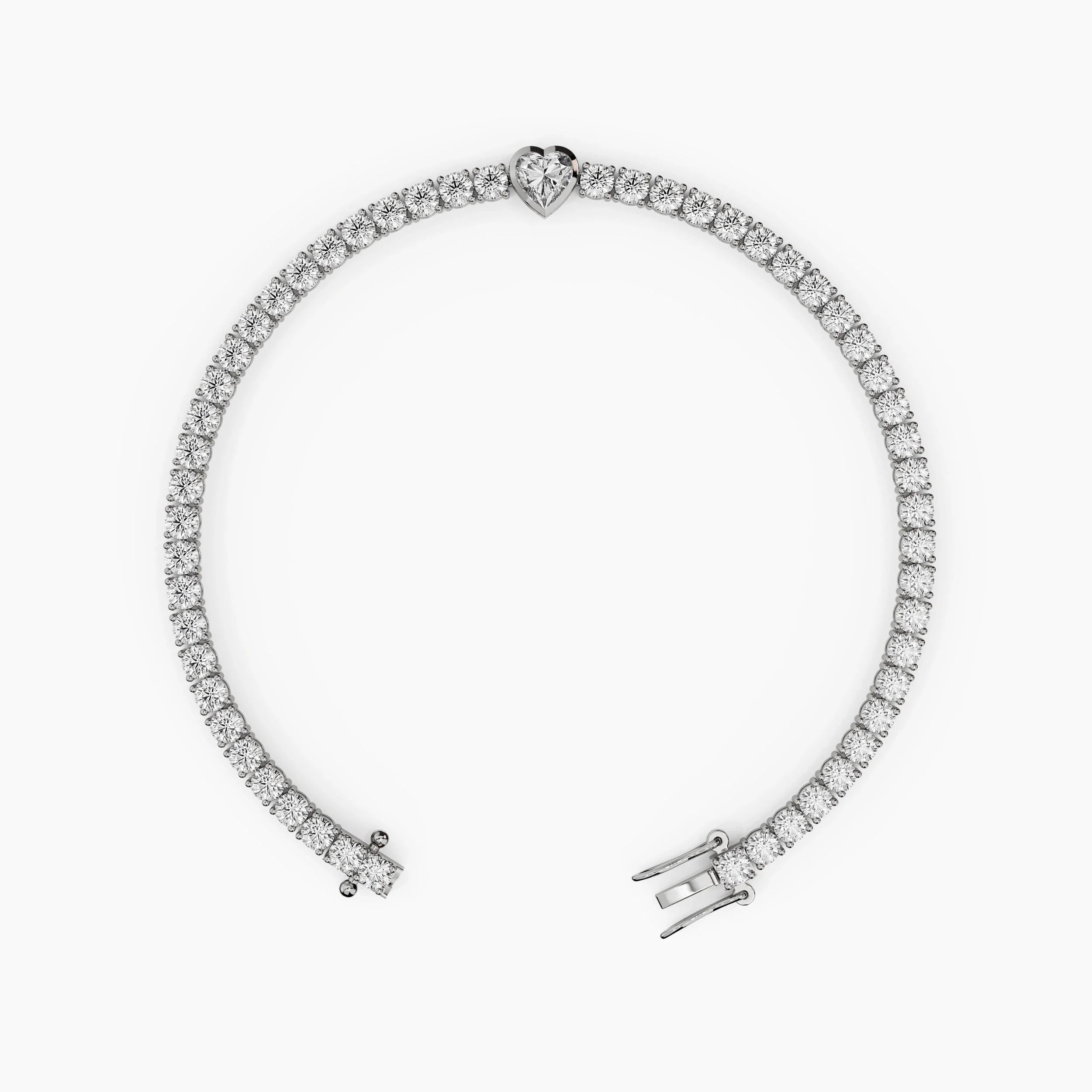 Heart Tennis Bracelet For Women (925 Sterling Silver) La Stella Jewels