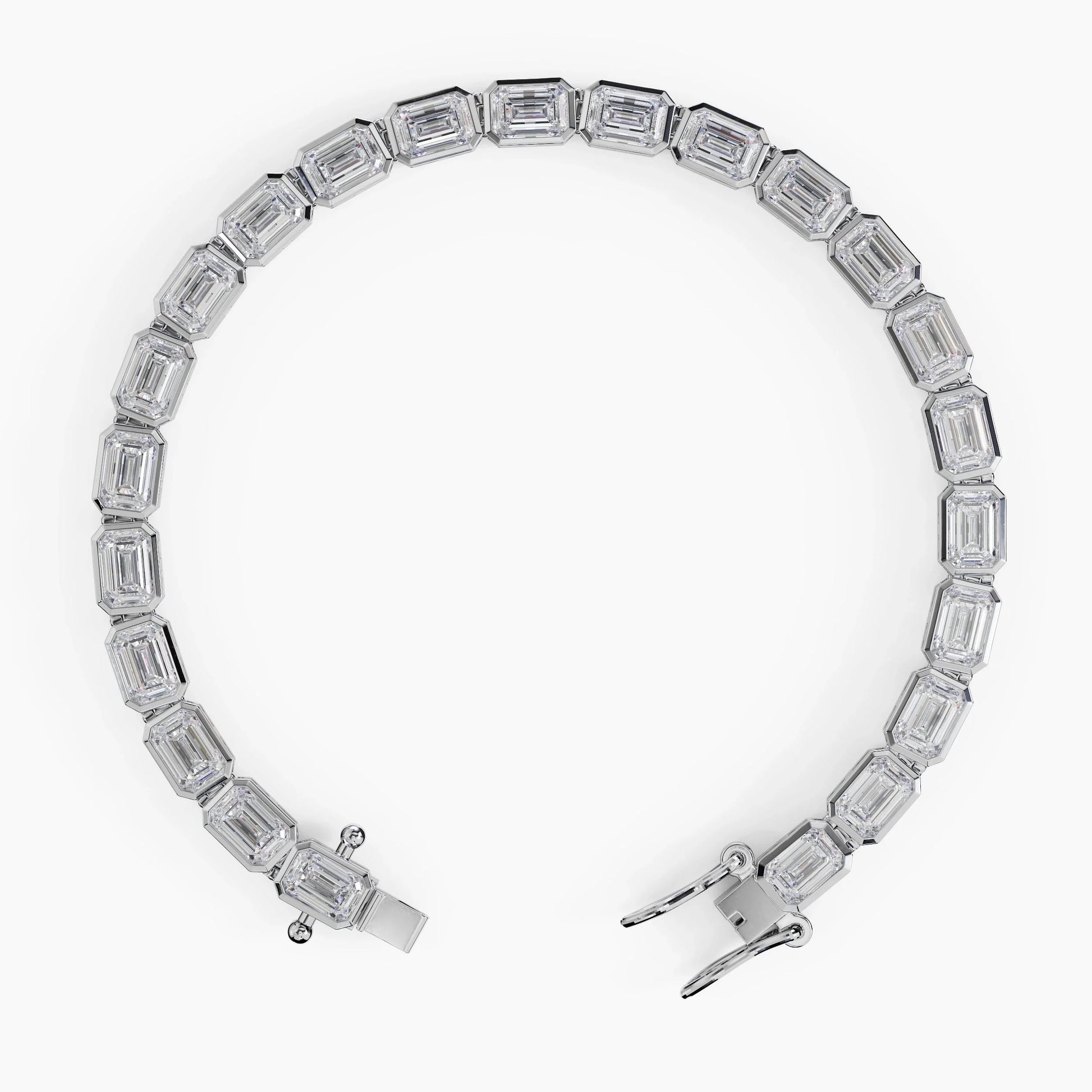 Bezel Emerald Cut Diamond Tennis Bracelet For Women La Stella Jewels