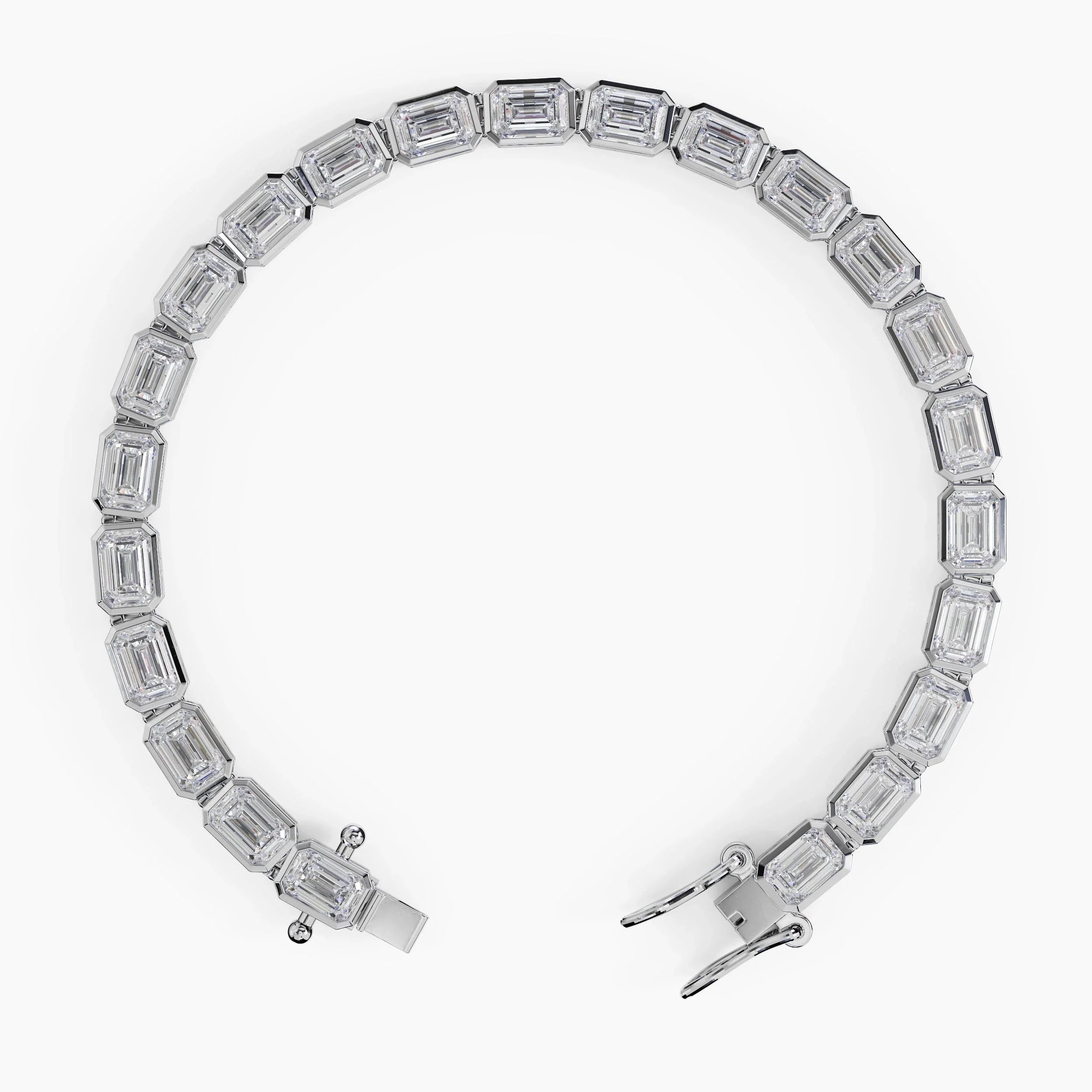 Bezel Emerald Cut Diamond Tennis Bracelet For Women La Stella Jewels