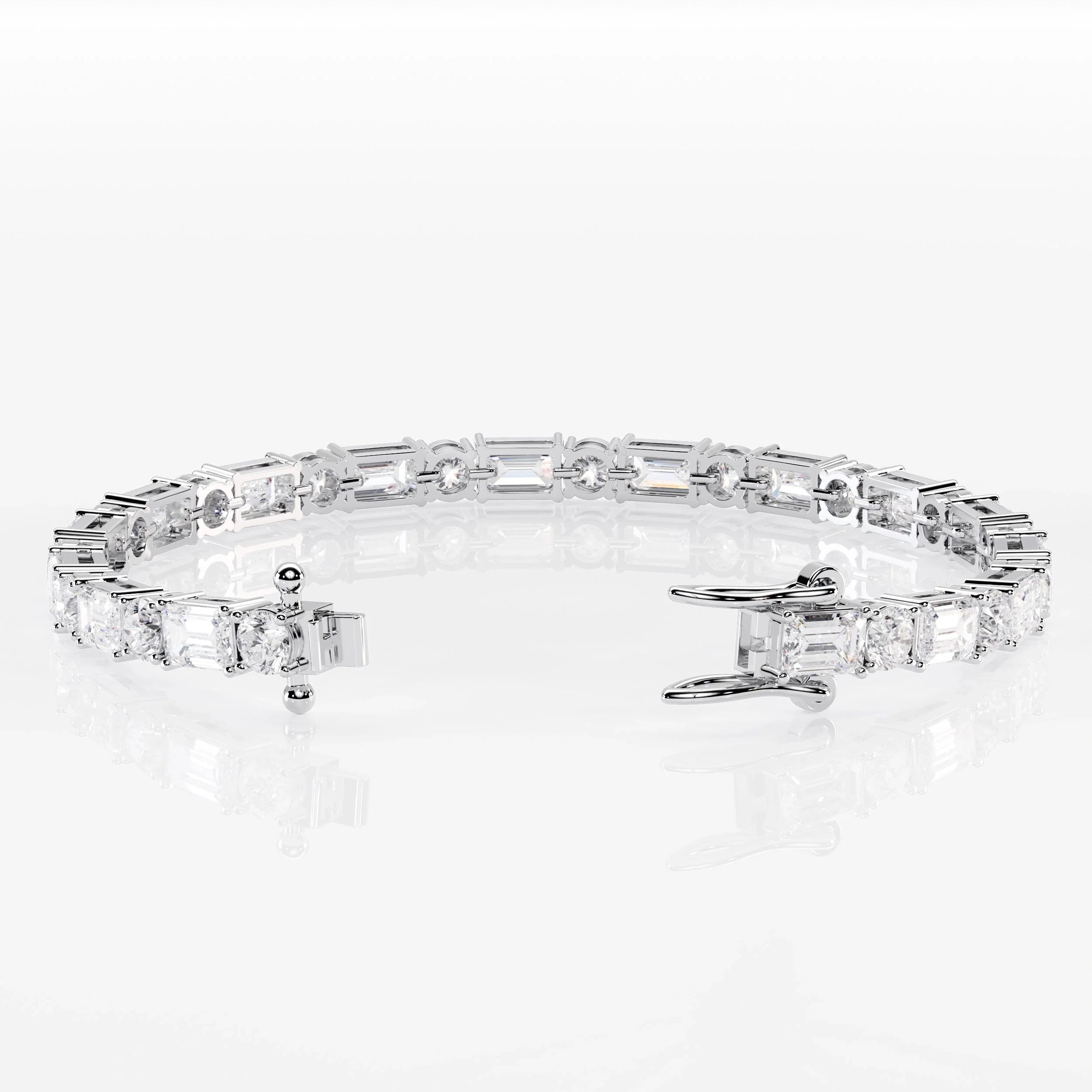 Mixed Cut Emerald & Round Diamond Tennis Bracelet La Stella Jewels