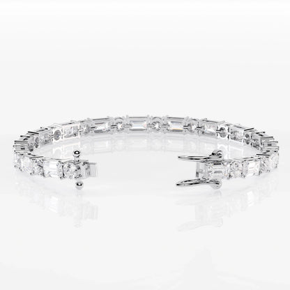 Mixed Cut Emerald & Round Diamond Tennis Bracelet La Stella Jewels