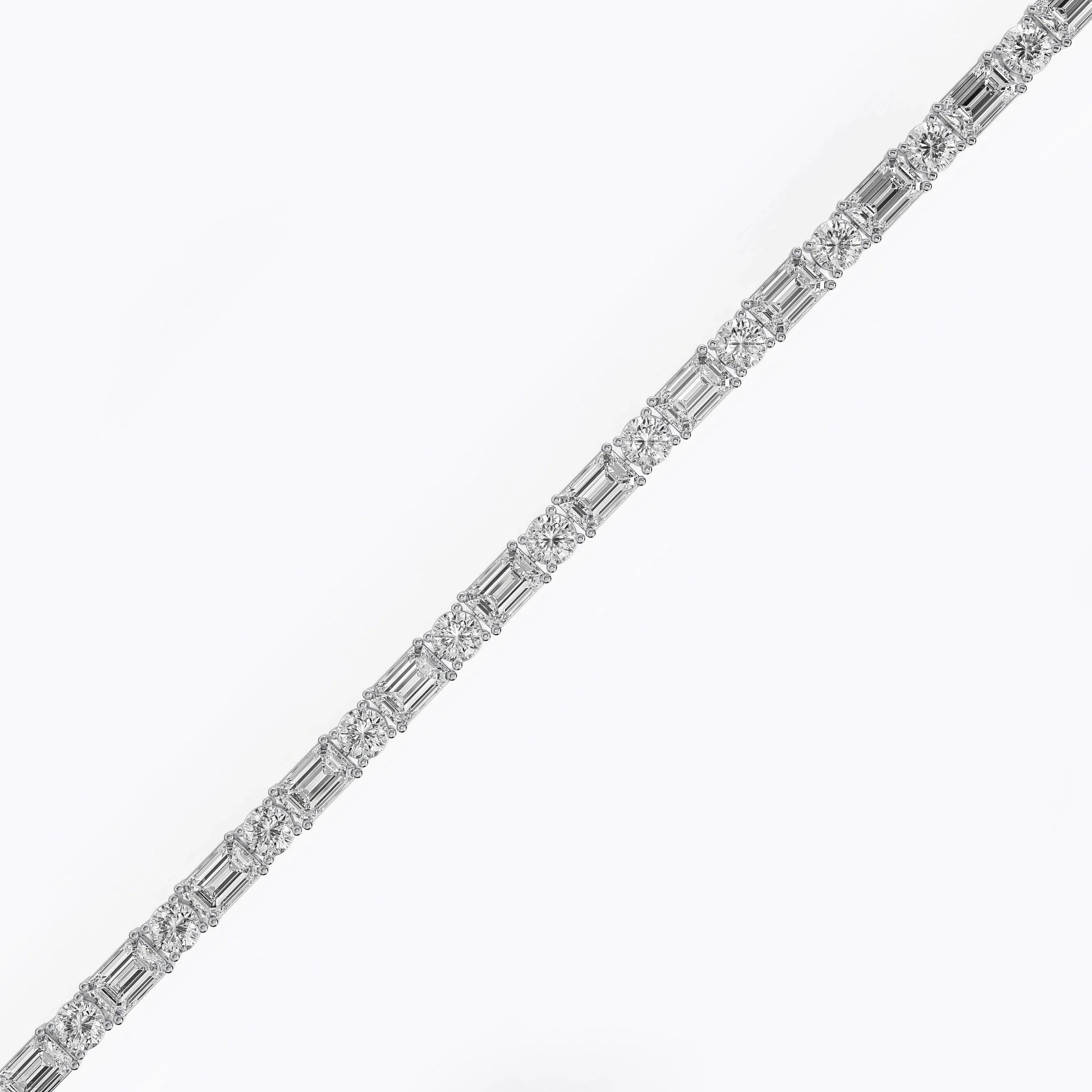 Mixed Cut Emerald & Round Diamond Tennis Bracelet La Stella Jewels