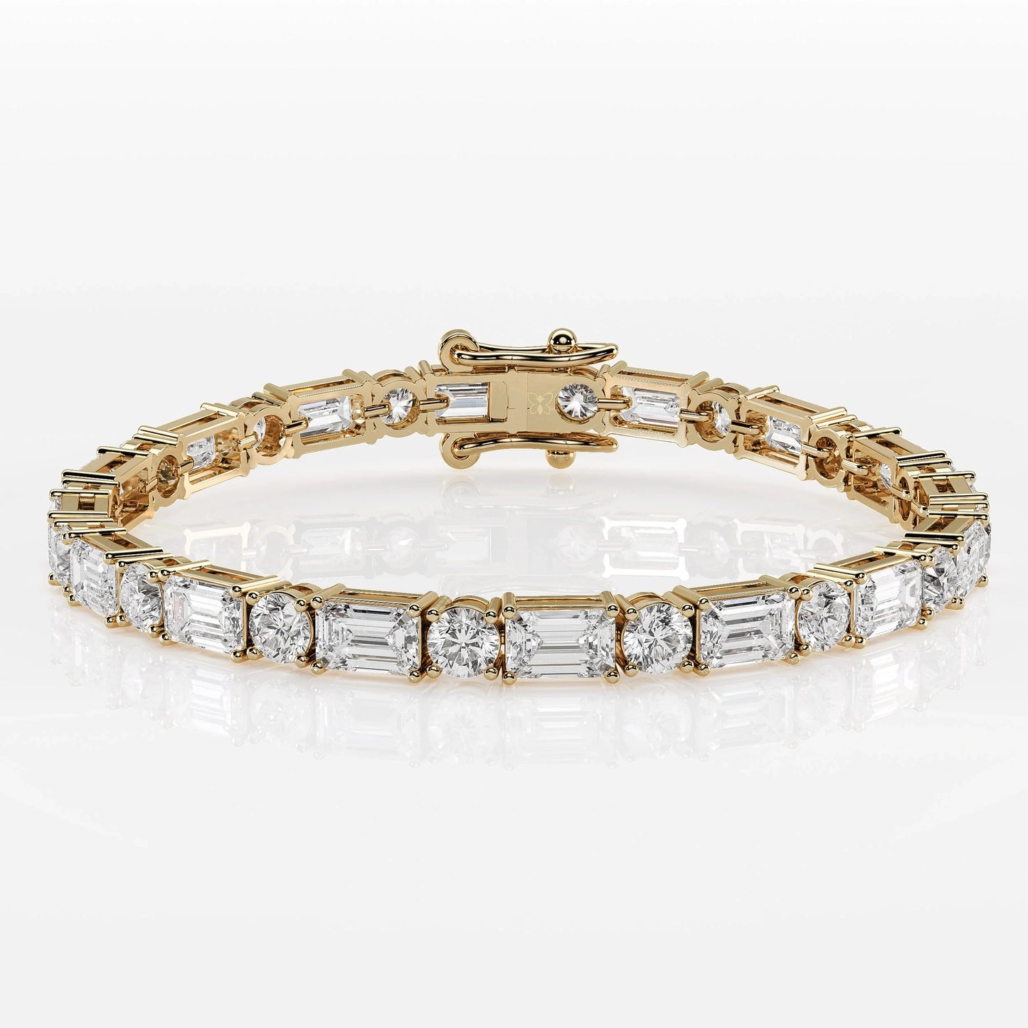 Mixed Cut Emerald & Round Diamond Tennis Bracelet La Stella Jewels