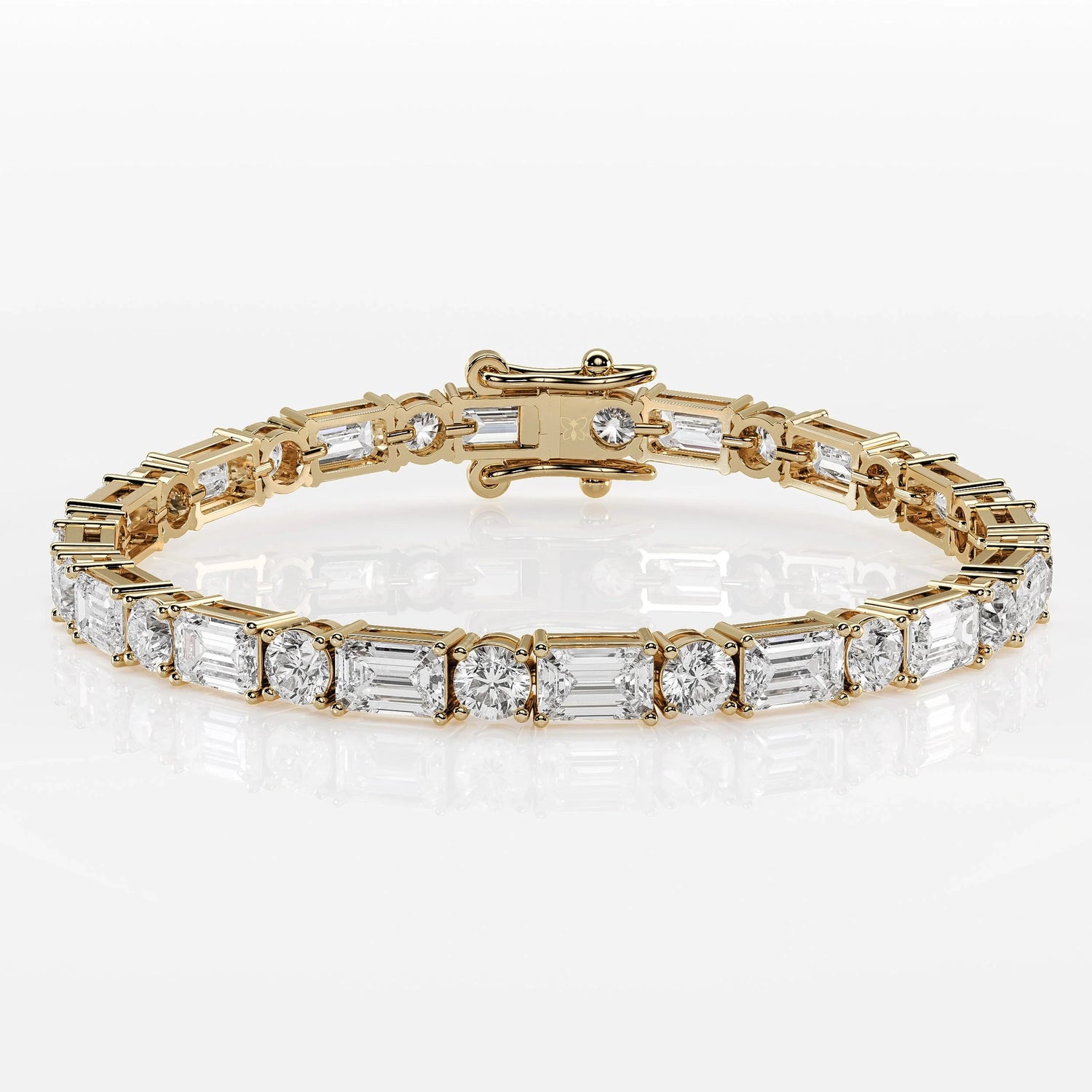 Mixed Cut Emerald & Round Diamond Tennis Bracelet La Stella Jewels