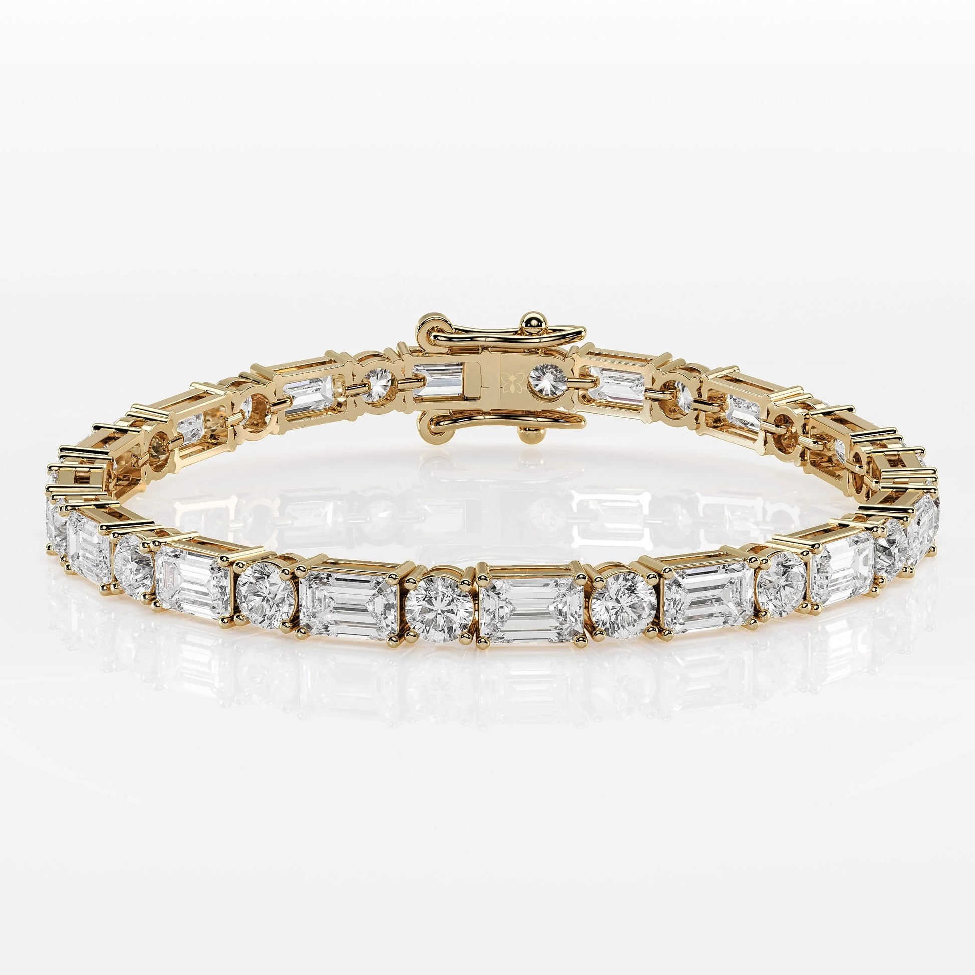 Mixed Cut Emerald & Round Diamond Tennis Bracelet La Stella Jewels