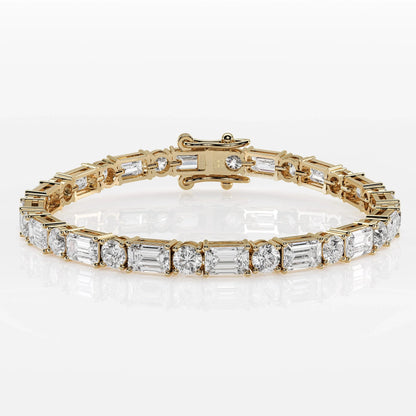 Mixed Cut Emerald & Round Diamond Tennis Bracelet La Stella Jewels