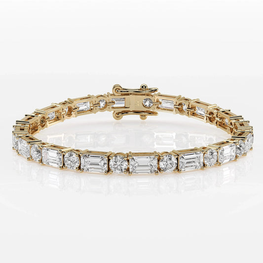 Mixed Cut Emerald & Round Diamond Tennis Bracelet La Stella Jewels