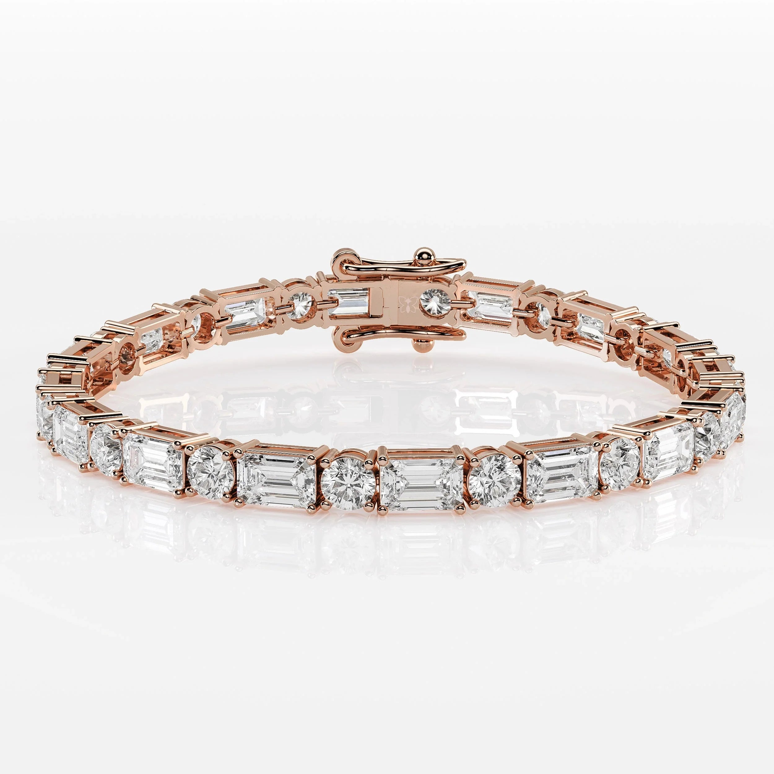 Mixed Cut Emerald & Round Diamond Tennis Bracelet La Stella Jewels