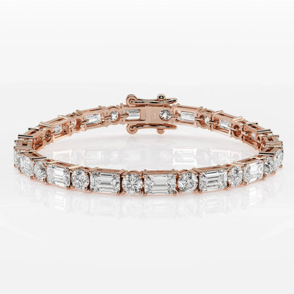 Mixed Cut Emerald & Round Diamond Tennis Bracelet La Stella Jewels
