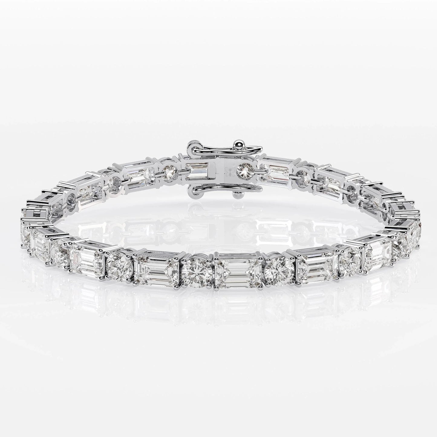 Mixed Cut Emerald & Round Diamond Tennis Bracelet La Stella Jewels