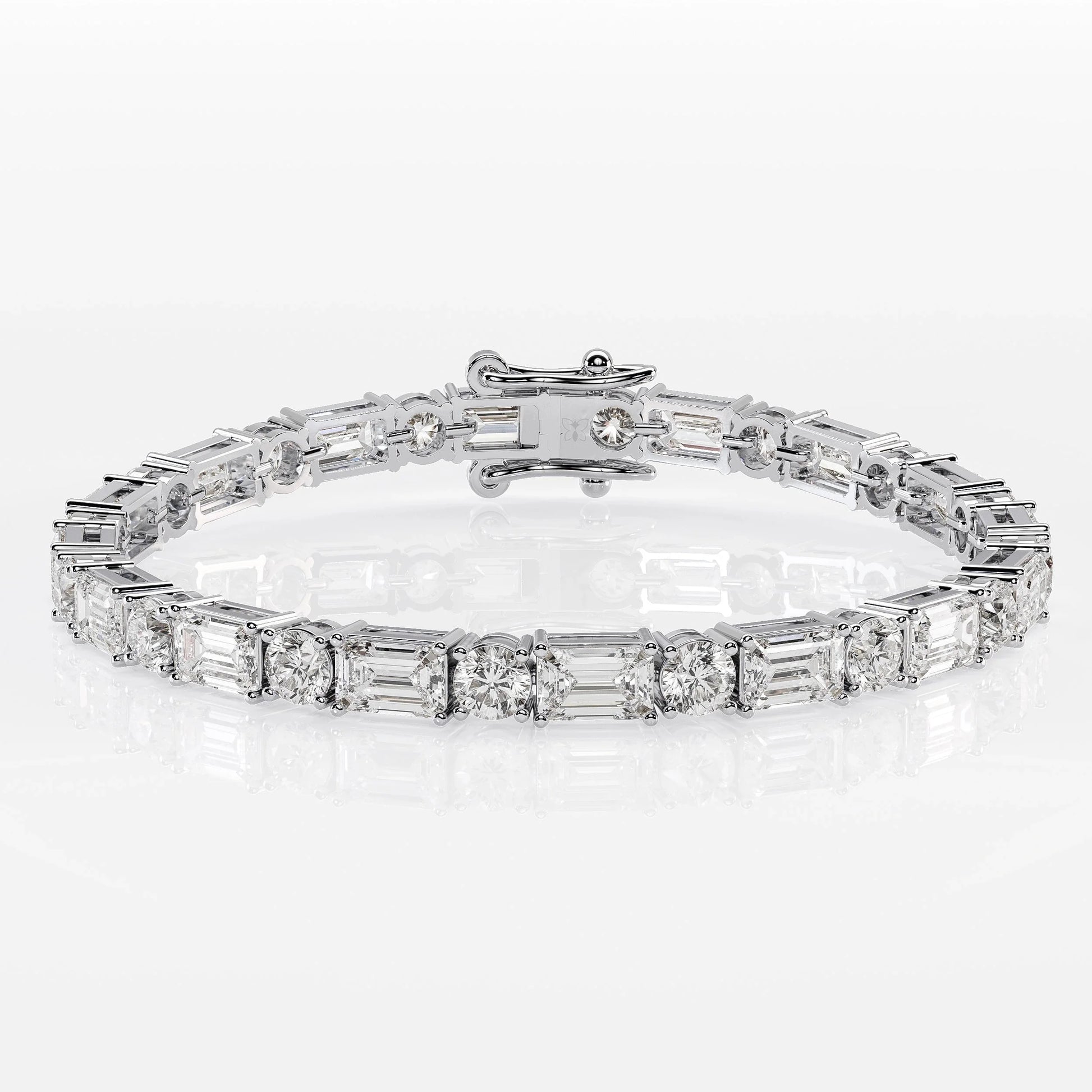 Mixed Cut Emerald & Round Diamond Tennis Bracelet La Stella Jewels