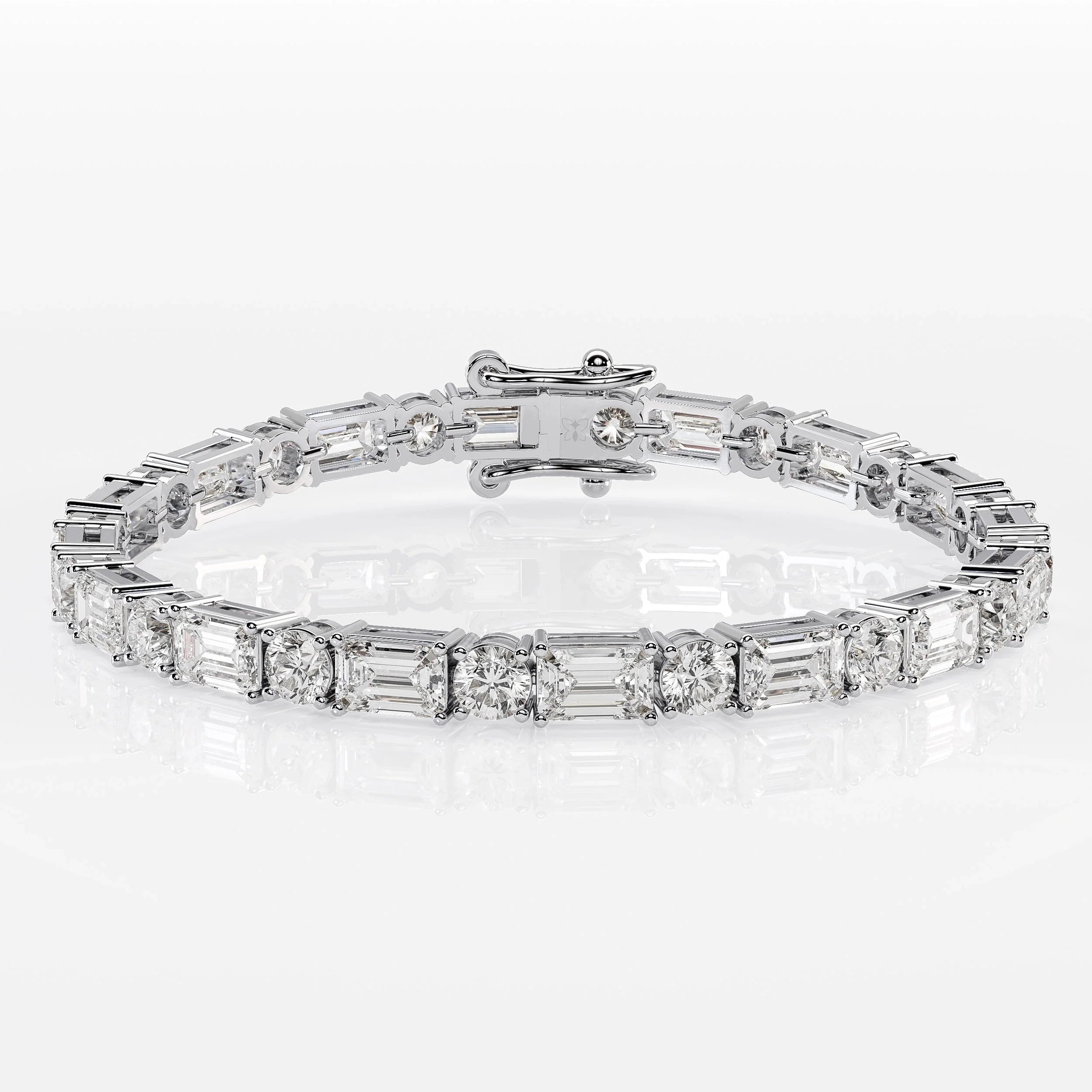 Mixed Cut Emerald & Round Diamond Tennis Bracelet La Stella Jewels