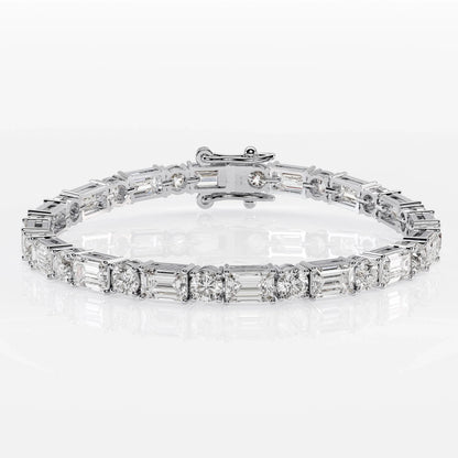 Mixed Cut Emerald & Round Diamond Tennis Bracelet La Stella Jewels