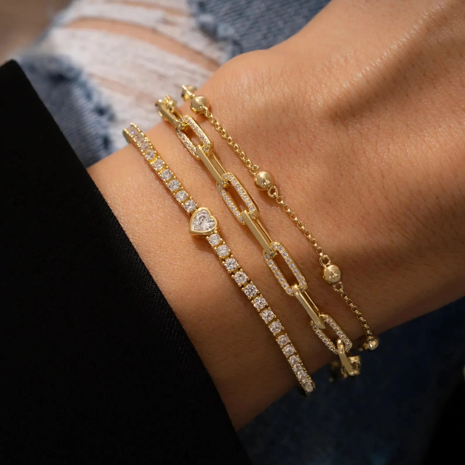Heart Tennis Bracelet For Women (925 Sterling Silver) La Stella Jewels
