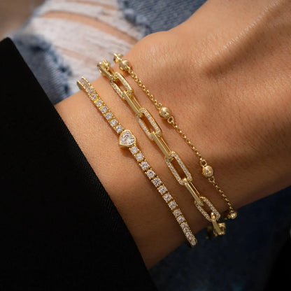 Heart Tennis Bracelet For Women (925 Sterling Silver) La Stella Jewels