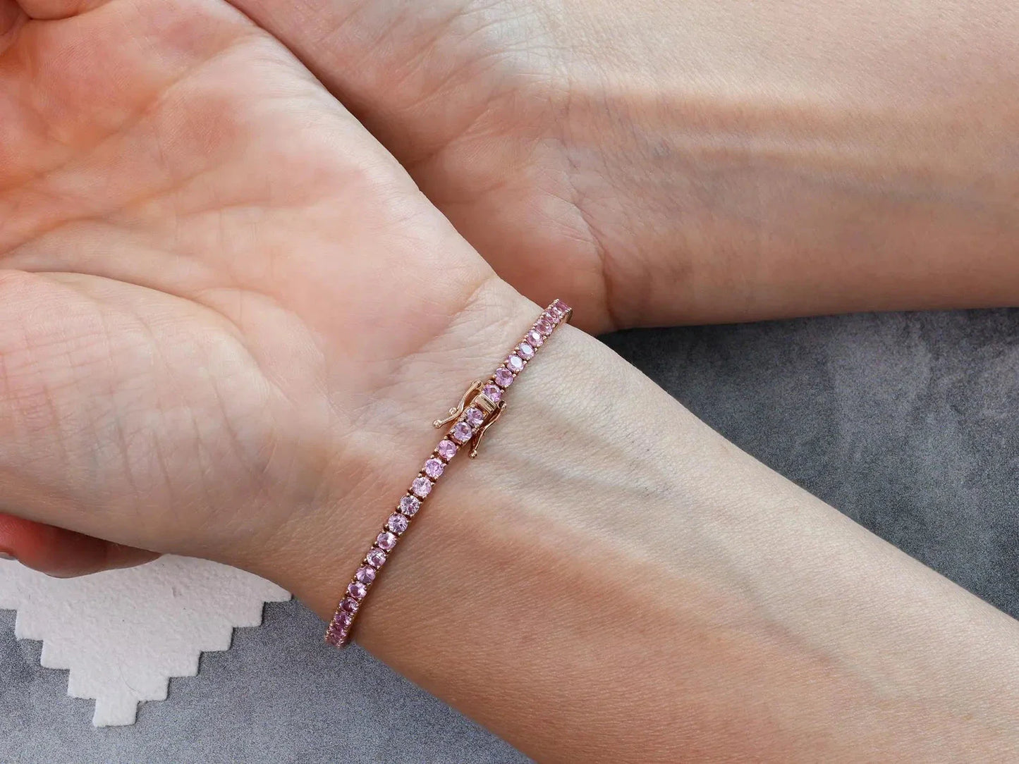 Pink Matrix Tennis Bracelet (925 Sterling Silver) La Stella Jewels