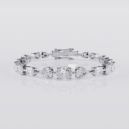 Tennisarmband mit gemischtem Moissanit und Diamanten für Damen
