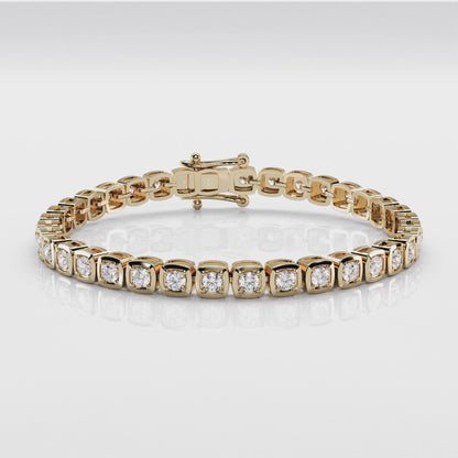 Tennisarmband mit Moissanit-Diamanten und quadratischer Lünette
