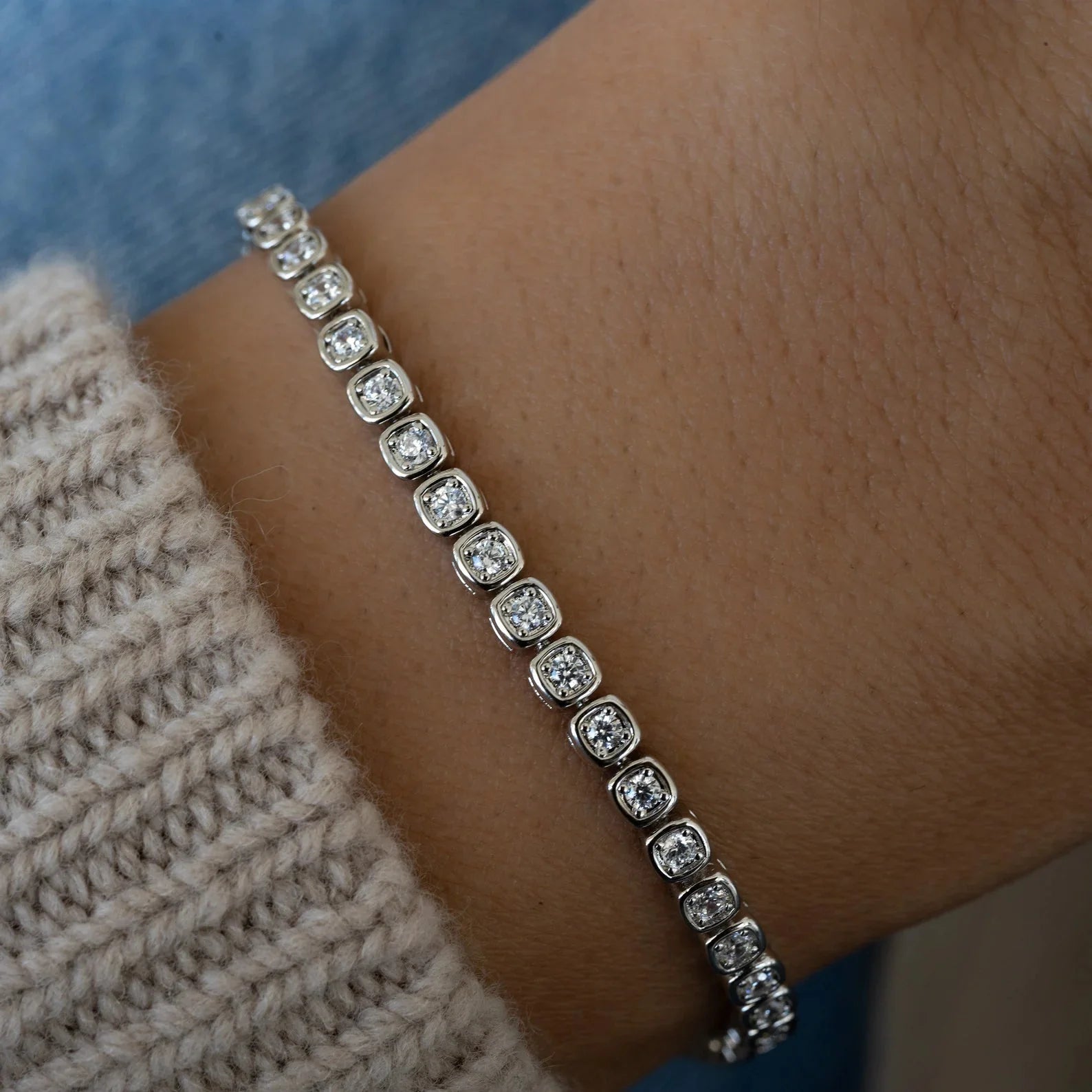 3mm Square Bezel Diamond Tennis Bracelet La Stella Jewels