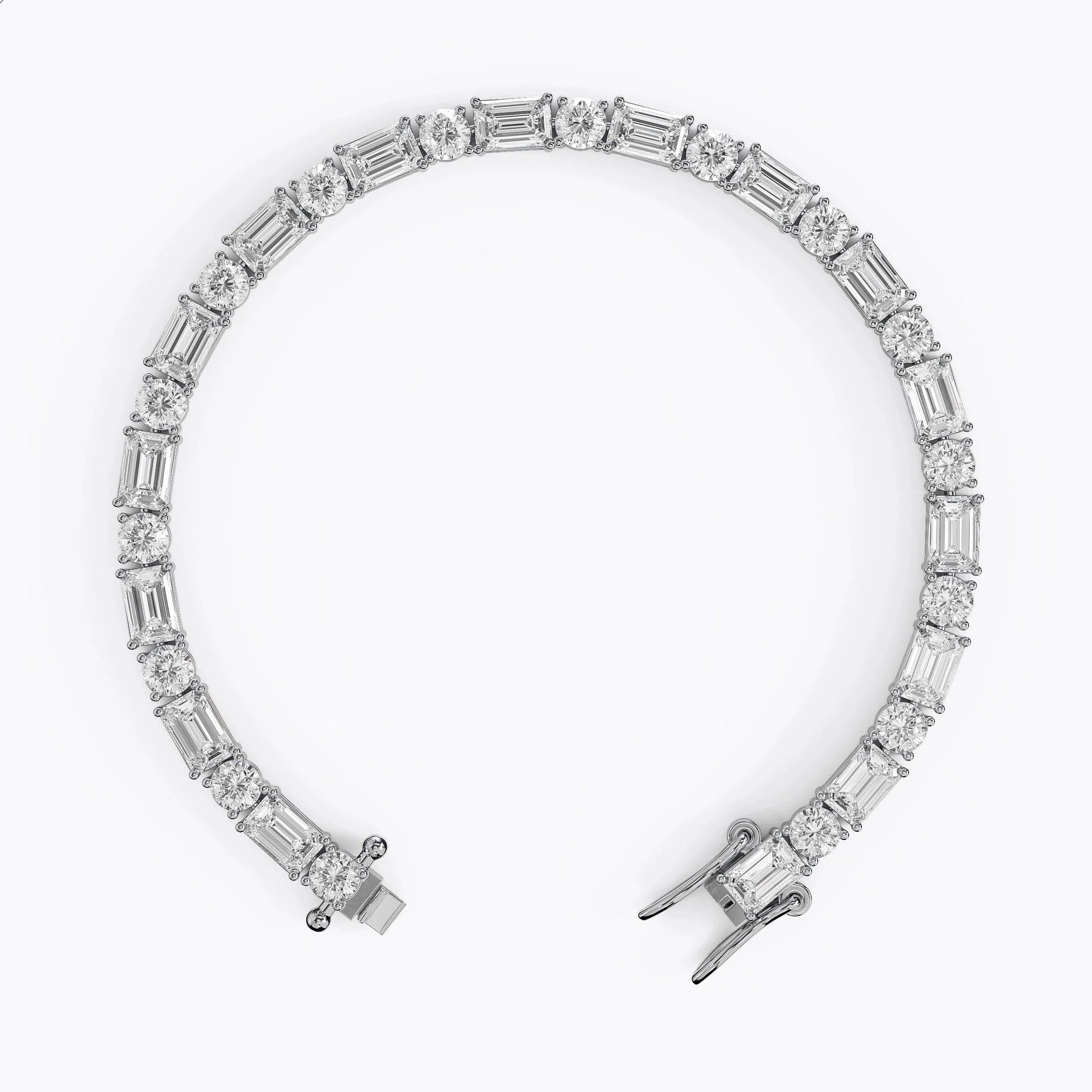Mixed Cut Emerald & Round Diamond Tennis Bracelet La Stella Jewels