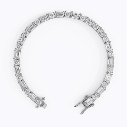 Mixed Cut Emerald & Round Diamond Tennis Bracelet La Stella Jewels